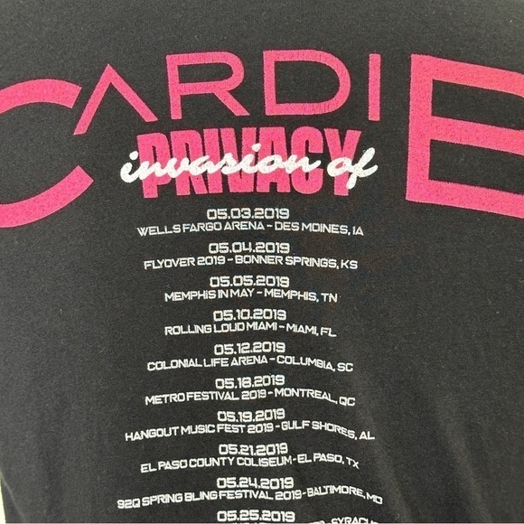 Cardi B Invasion of Privacy 2019 tour t-shirt black short sleeves small - Picture 5 of 9
